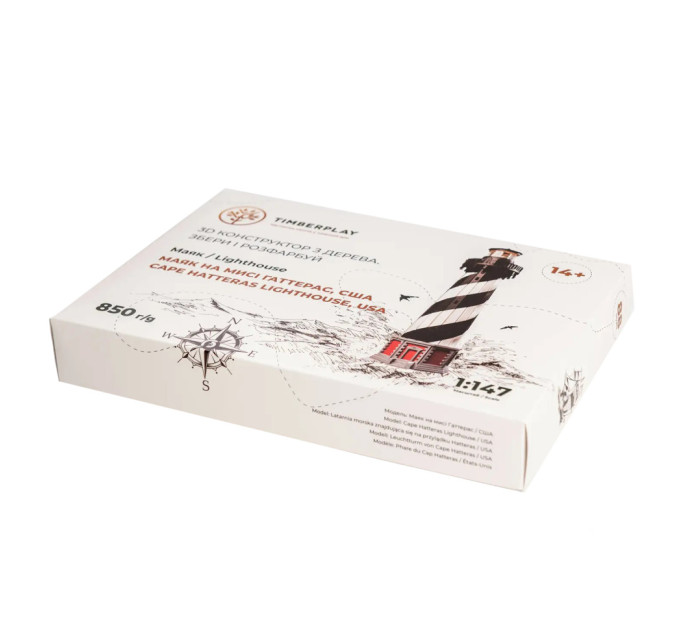 Конструктор деревянный 3D маяк Гаттерас (США) TMP-010, 88 деталей