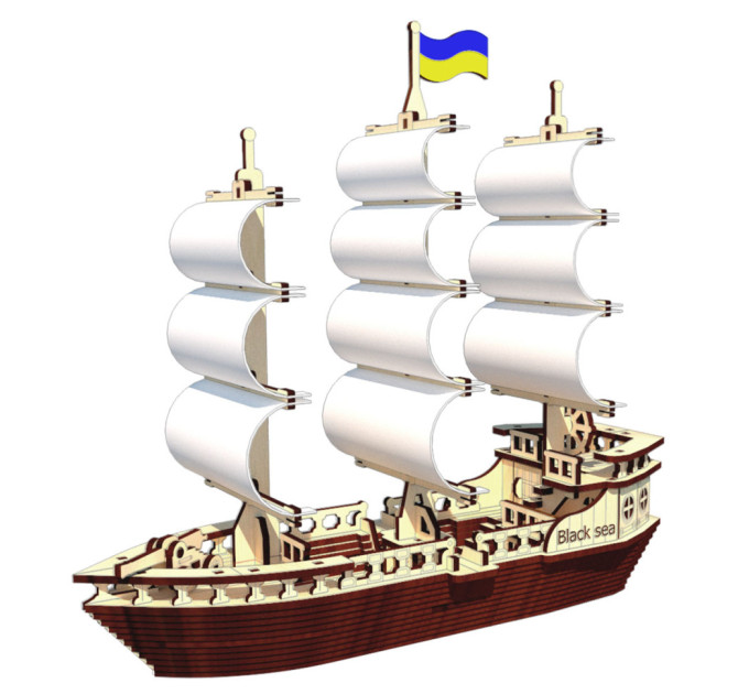 Деревянный конструктор "Парусный Корабль" OPZ-008, 148 деталей