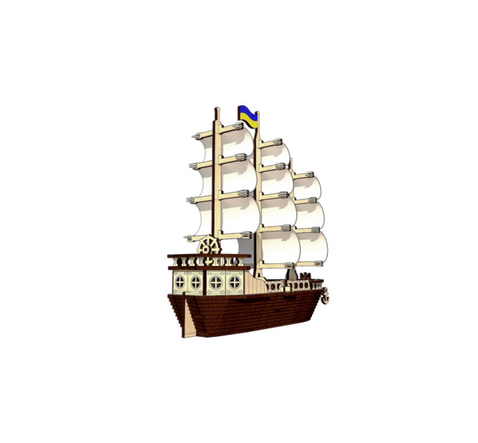 Деревянный конструктор "Парусный Корабль" OPZ-008, 148 деталей