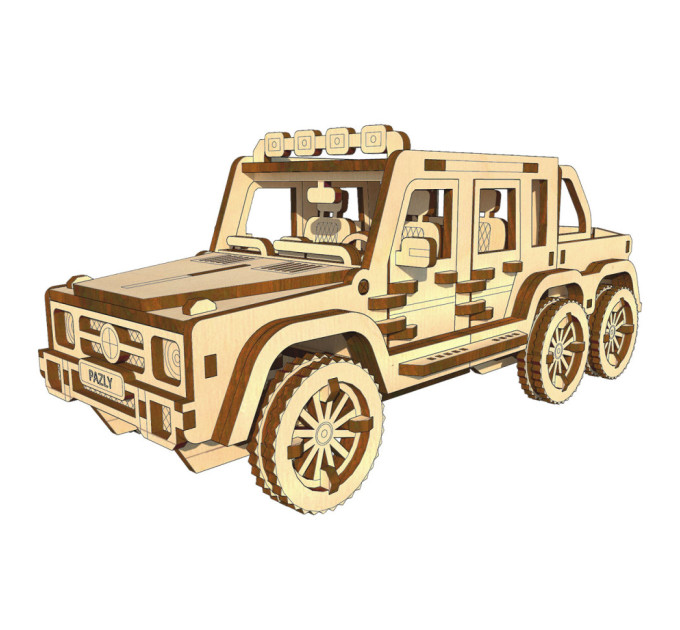 Деревянный конструктор "Пикап 6х6" OPZ-001, 174 детали