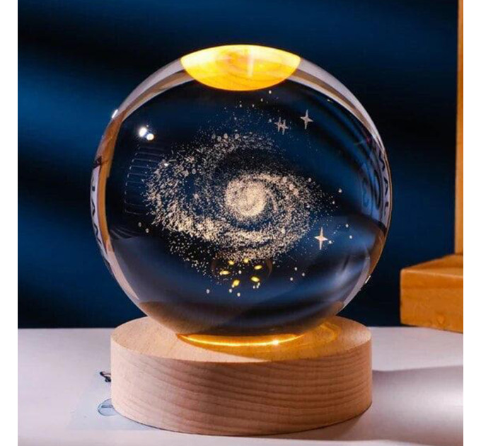 Ночник светильник 3D Хрустальный шар Д8 Космос Галактика 13408