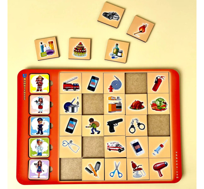 Деревянный пазл-вкладыш "Ассоциации-профессии" (ПСД073) PSD073