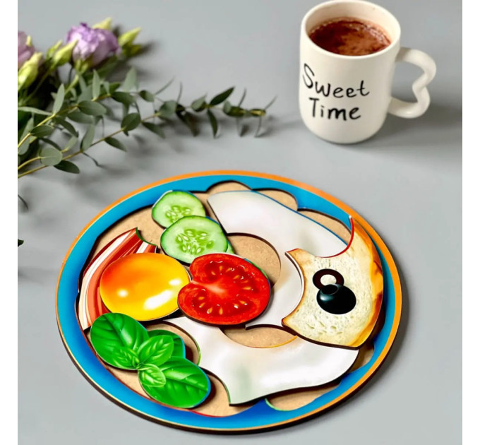 Деревянный пазл-сортер "Завтрак" (ПСД137) PSD137