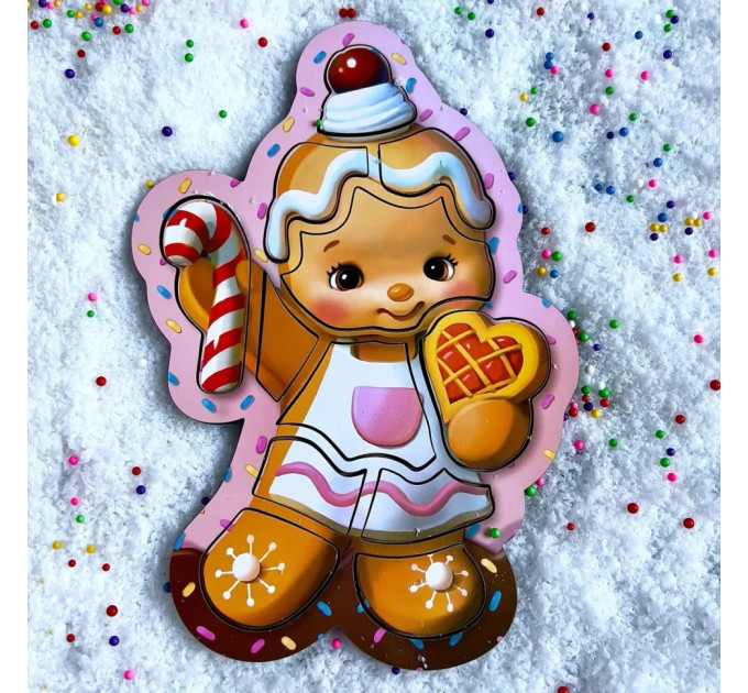 Деревянный пазл-вкладыш "Новогоднее печенье" (ПСФ149) PSF149