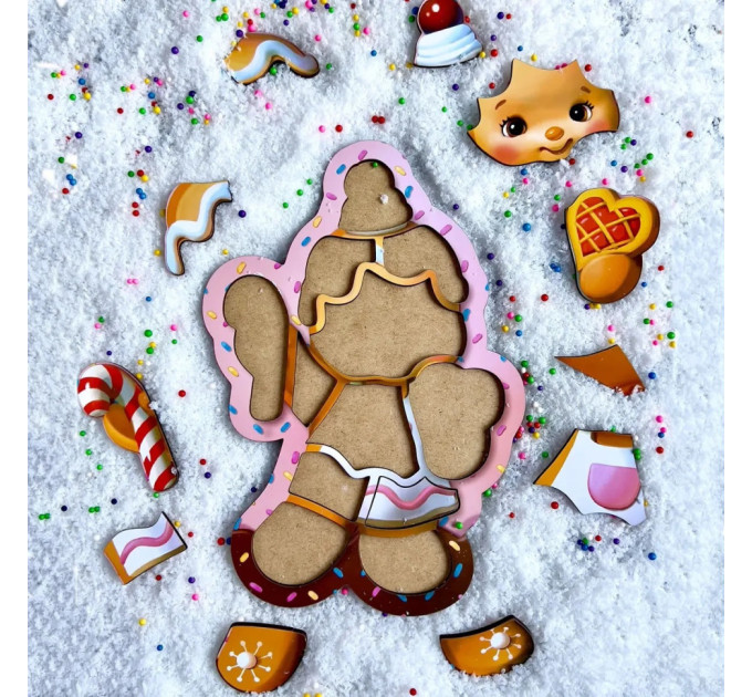 Деревянный пазл-вкладыш "Новогоднее печенье" (ПСФ149) PSF149