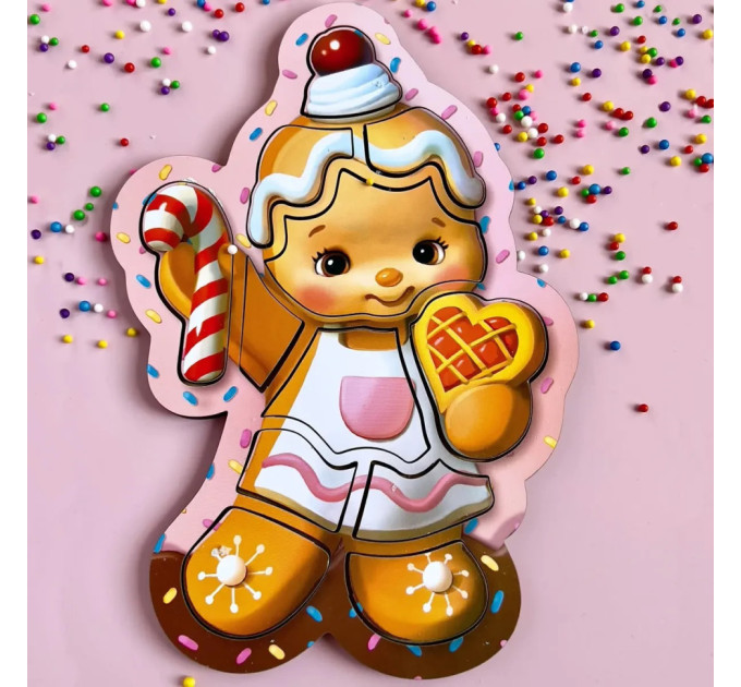 Деревянный пазл-вкладыш "Новогоднее печенье" (ПСФ149) PSF149