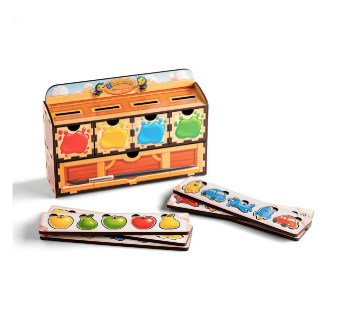 Деревянная настольная игра "Цвета" Ubumblebees (ПСД071) PSD071 сортер-комодик
