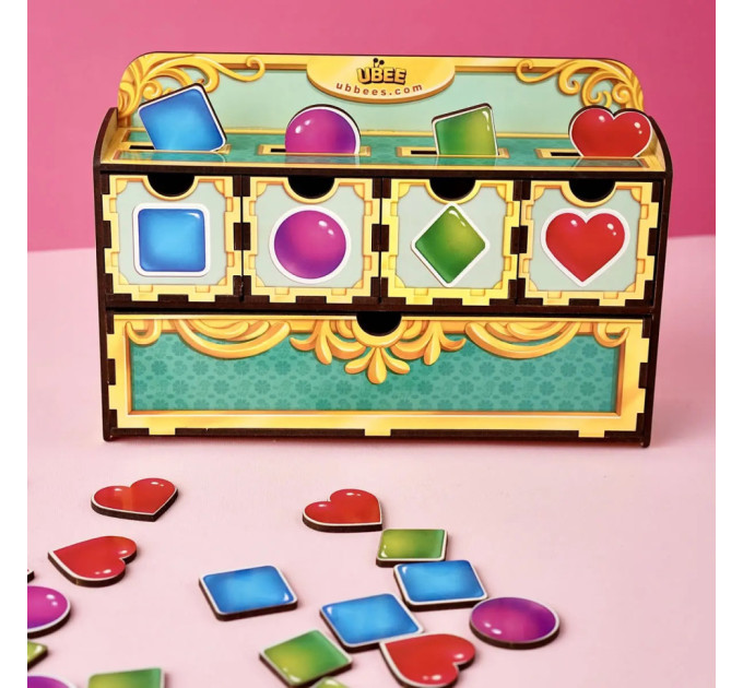 Деревянная настольная игра "Фигуры" Ubumblebees (ПСД072) PSD072 сортер-комодик