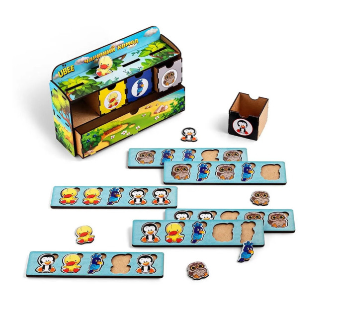 Деревянная настольная игра "Птицы" Ubumblebees (ПСД167) PSD167 сортер-комодик