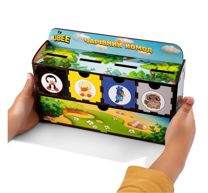 Деревянная настольная игра "Птицы" Ubumblebees (ПСД167) PSD167 сортер-комодик