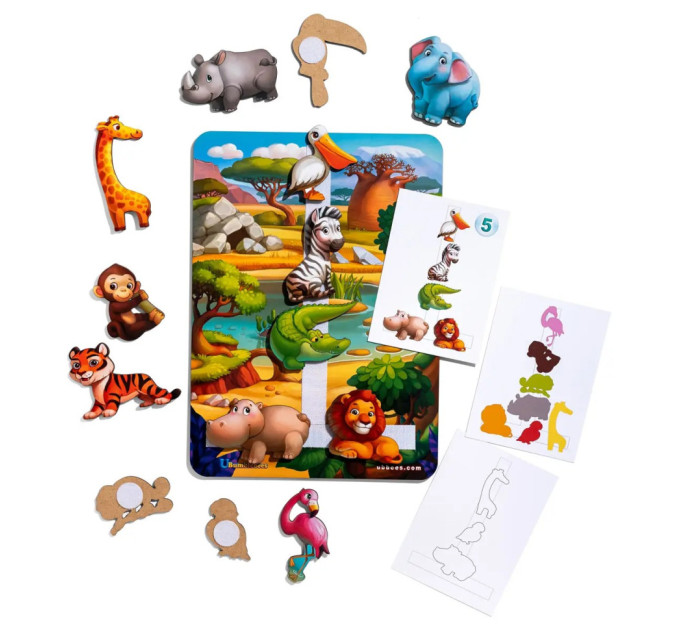 Деревянная настольная игра "Повтори по схеме - Африка" Ubumblebees (ПСД178) PSD178 на липучках