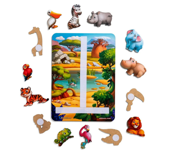 Деревянная настольная игра "Повтори по схеме - Африка" Ubumblebees (ПСД178) PSD178 на липучках