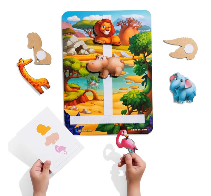 Деревянная настольная игра "Повтори по схеме - Африка" Ubumblebees (ПСД178) PSD178 на липучках