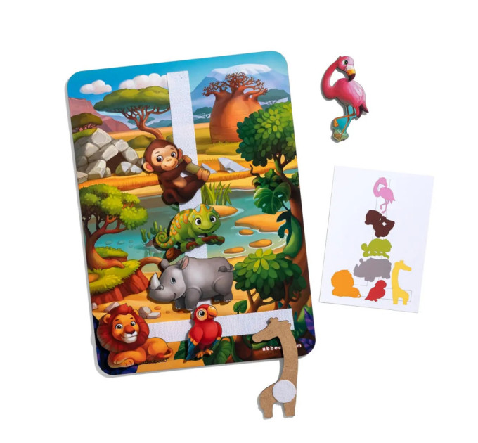 Деревянная настольная игра "Повтори по схеме - Африка" Ubumblebees (ПСД178) PSD178 на липучках