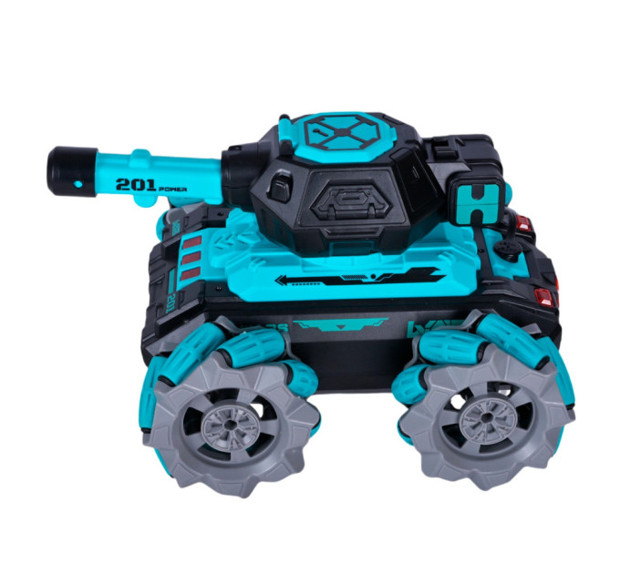 Танк на радиоуправлении KT907A(Turquoise) стреляет гелем, звук, свет