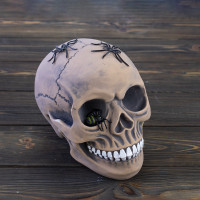 Череп копилка с пауками М 10603 (серый)