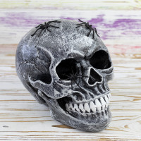 Череп копилка с пауками М 10603 (серый)