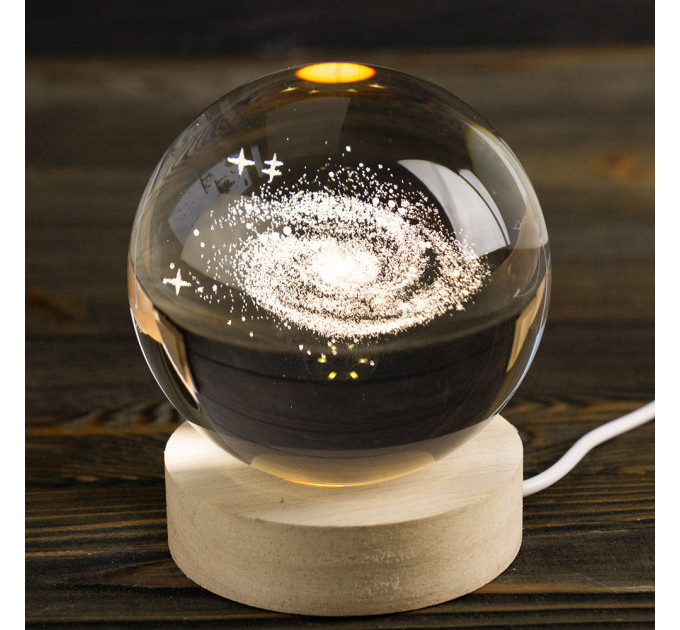 Ночник светильник 3D Хрустальный шар Д8 Космос Галактика 13408