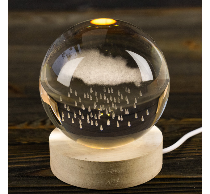 Нічник світильник 3D Кришталева куля Д8 Хмарка 13414