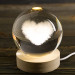 Ночник светильник 3D Хрустальный шар Д8 Сердце 13413
