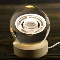 Ночник светильник 3D Хрустальный шар Д8 Космос Сатурн 13410