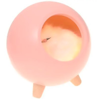 LED Ночник Спящий кот в домике (розовый)