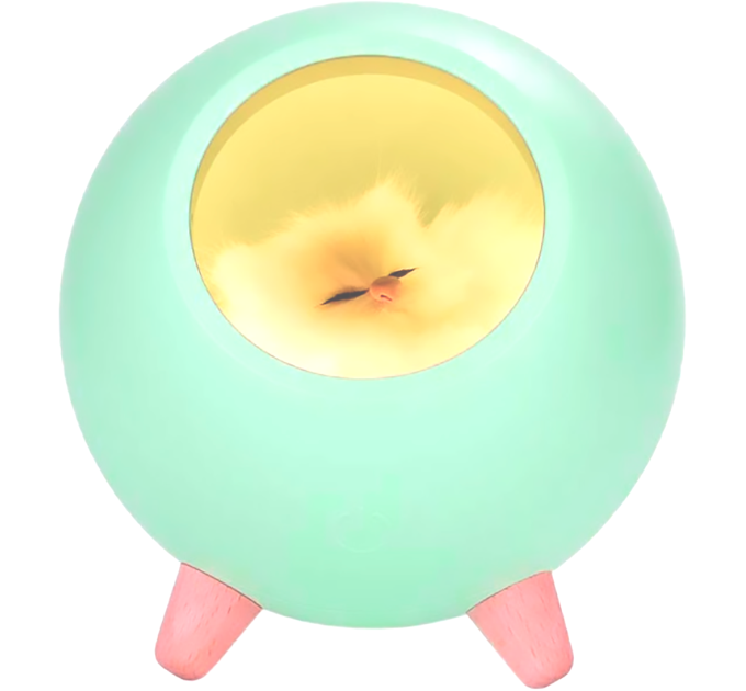 LED Нічник Сплячий кіт у будиночку (зелений)