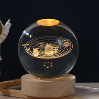 Ночник светильник 3D Хрустальный шар Д8 Космос Солнечная система 13411