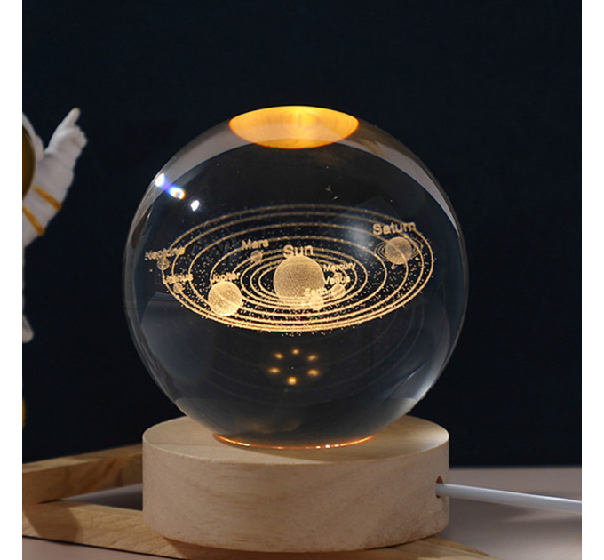 Ночник светильник 3D Хрустальный шар Д8 Космос Солнечная система 13411
