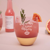 Бокал "Мама хоче тусу" розовый с золотом, русский