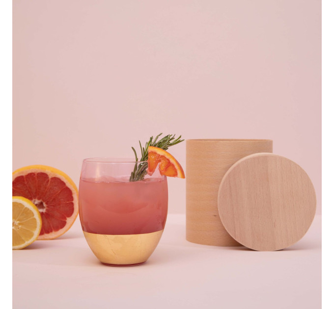 Бокал розовый с золотом в тубусе