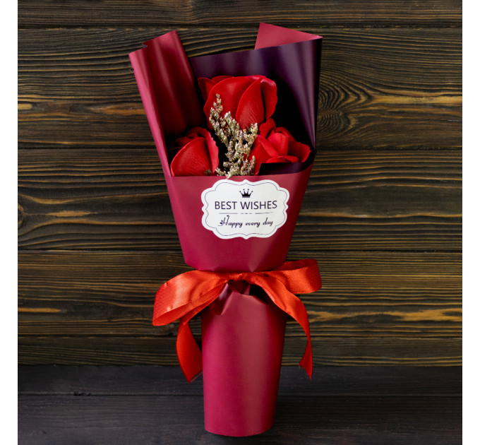 Букет роз из мыла BEST WISHES 12571 (красный)