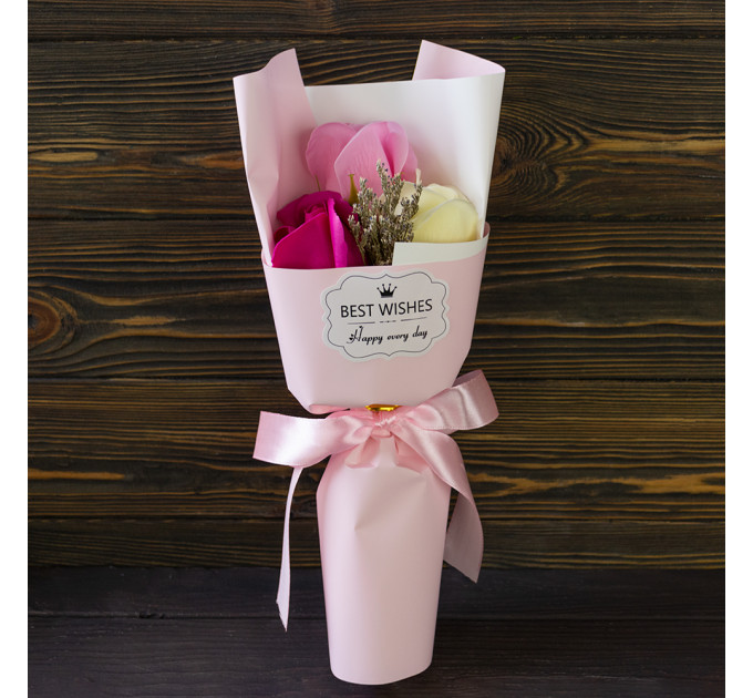 Букет роз из мыла BEST WISHES 12573 (розовый с малиновым)