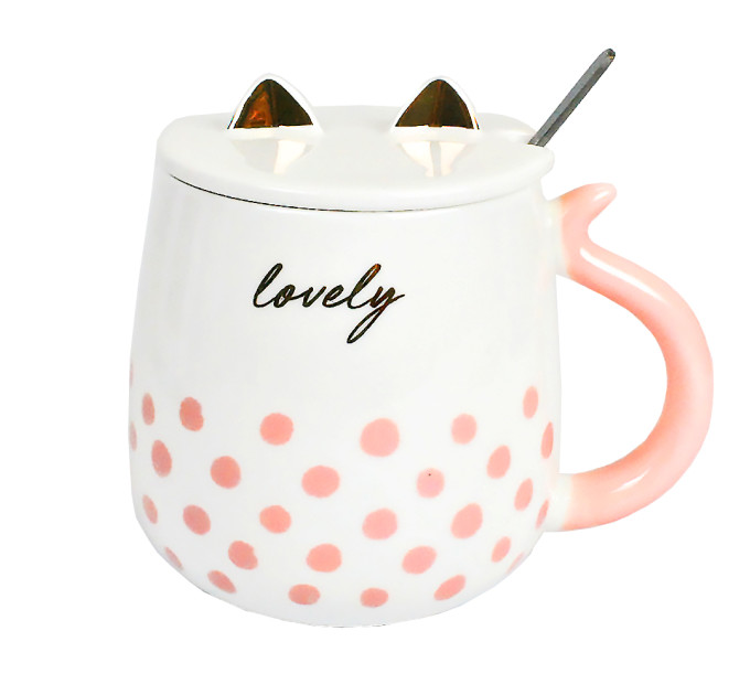 Чашка  Cat-Lovely с крышкой и ложкой