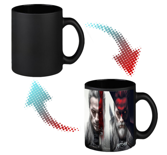 Чашка хамелеон 66004 Ведьмак Геральт (черная)