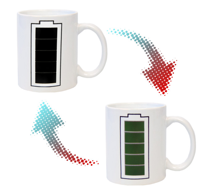 Чашка хамелеон Батарейка (белая)