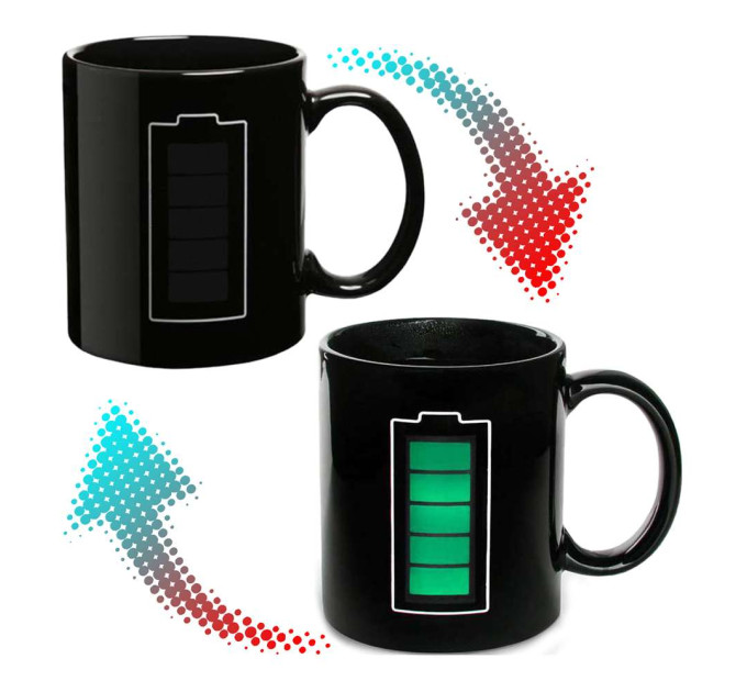 Чашка хамелеон Батарейка (черная)