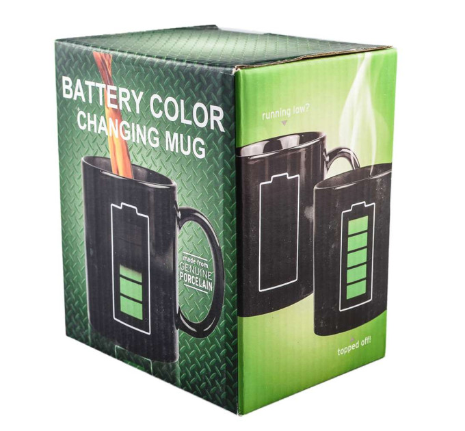 Чашка хамелеон Батарейка (черная)