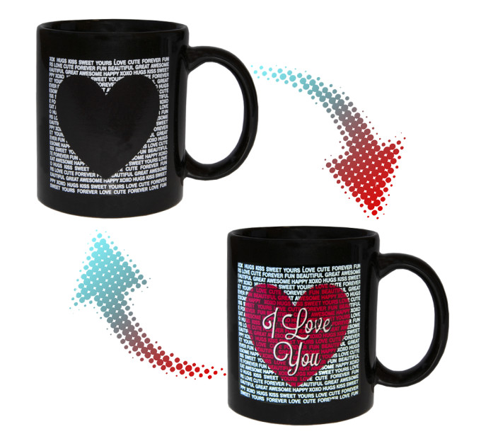 Чашка хамелеон Сердце газетка