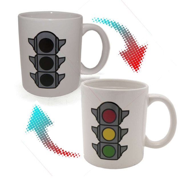 Чашка хамелеон Светофор (белая)