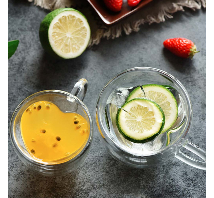 Чашка с двойными стенками Сердце 180 ml