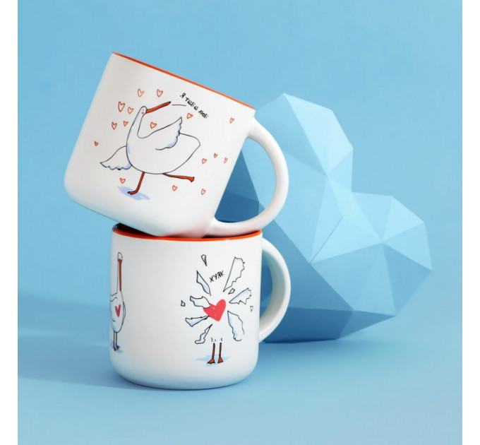 Чашка с Гусем Любовка. Оранж