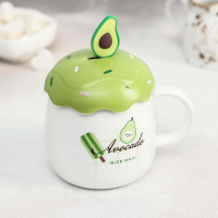 Чашка с крышкой и ложкой Авокадо