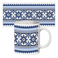 Чашка с принтом 63050 Вышиванка синяя