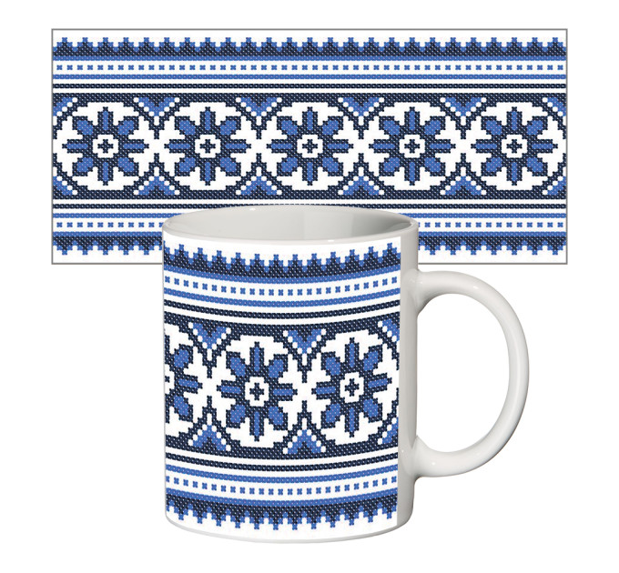 Чашка с принтом 63050 Вышиванка синяя