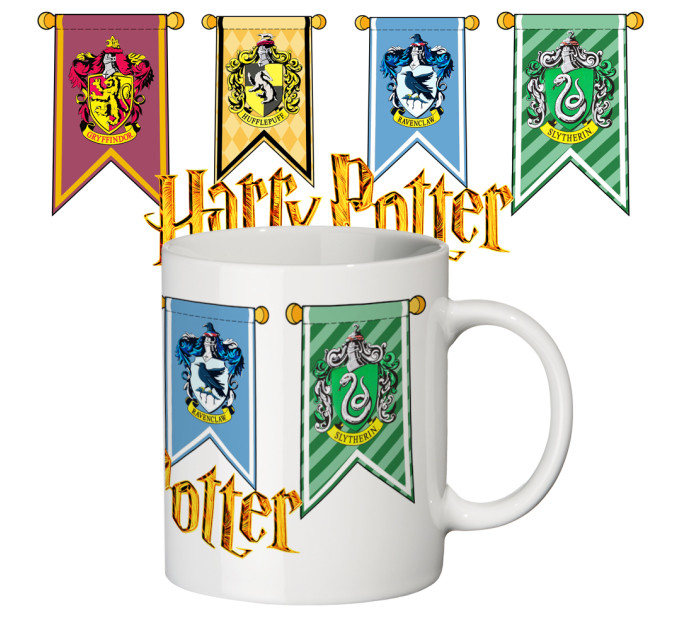 Чашка с принтом 63303 Гарри Поттер Гербы Хогвартса