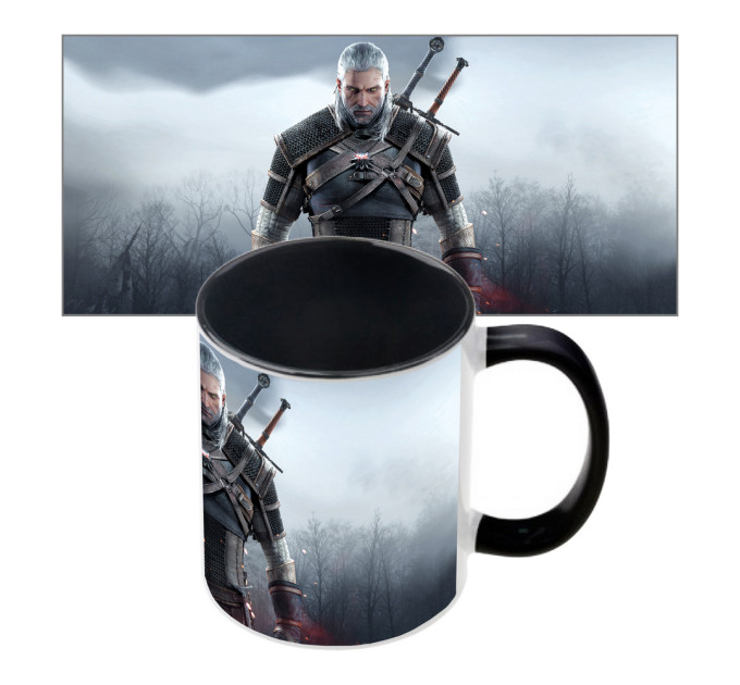 Чашка з принтом 63506 Відьмак (чорна)