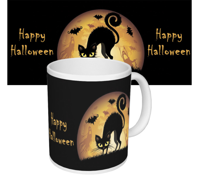 Чашка с принтом 63601 Happy Halloween Кошка