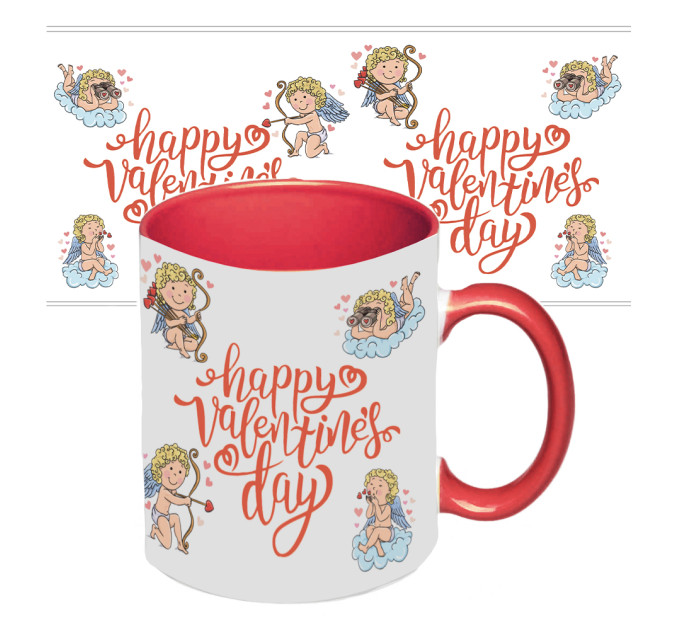 Чашка с принтом 64101 Ангелы любви (красная)