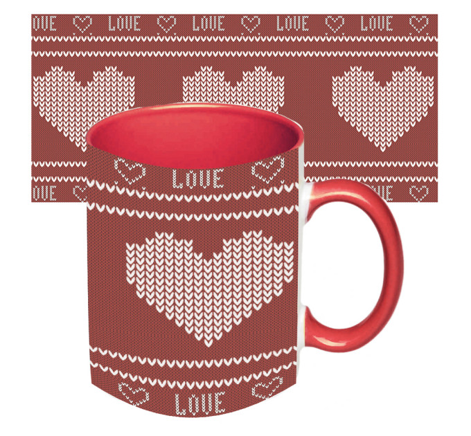 Чашка з принтом 64105 В'язане серце (червона)